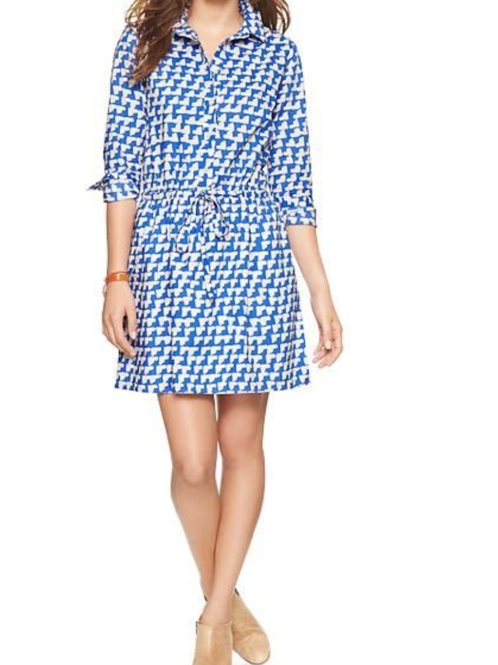 GAP Blue & White Printed Shirt Dress